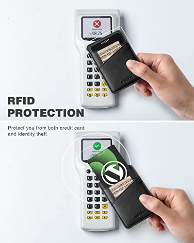 VULKIT Phone Card Holder Wallet Leather Adhesive Pocket RFID Blocking Credit Card Sleeves Stick Back of Phone Smartphones Black - color: Black