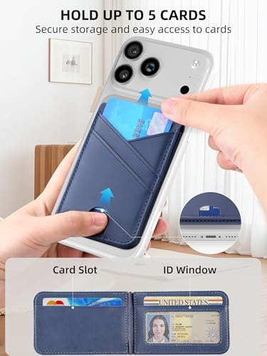 for MagSafe Wallet Magnetic iPhone Card Holder with Adjustable Stand, Blue - color: Blue