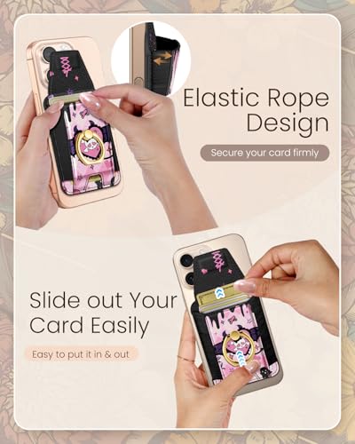 Shorogyt Compatible with Magsafe Wallet with Grip, Heart Skull - color: Heart Skull