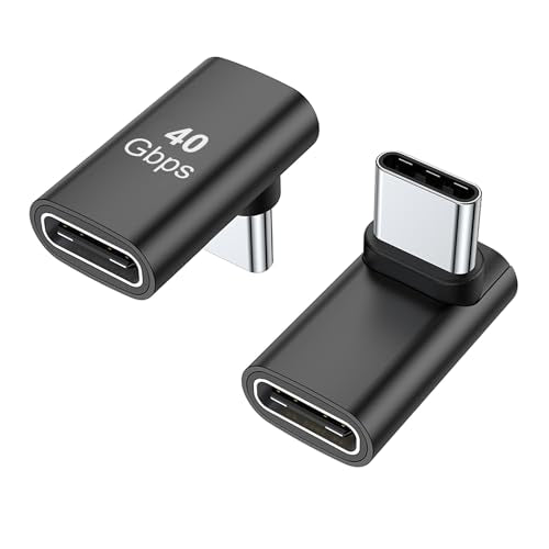 AreMe 90 Degree USB-C Male to Female Adapter 2 Pack, Black - color: Black