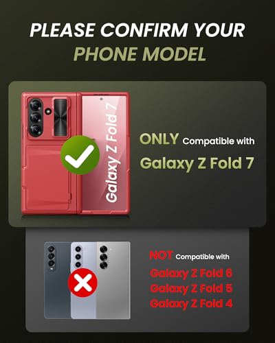 for Samsung Galaxy Z Fold 7 Case, Stand & Slide Camera Cover, Red - color: Red-Z
