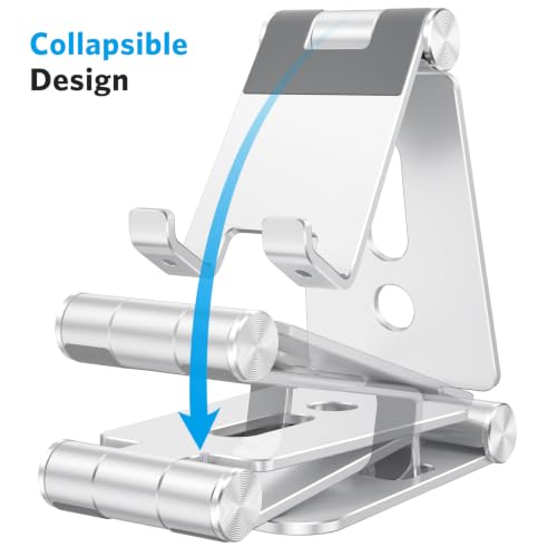 OMOTON Foldable Cell Phone Stand, C4 Portable Aluminum Phone Holder - color: A-Silver