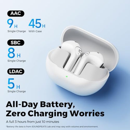 SoundPEATS Air6 HS LDAC Hi-Res Wireless Earbuds, Bluetooth 6.0, 13mm Driver - color: White
