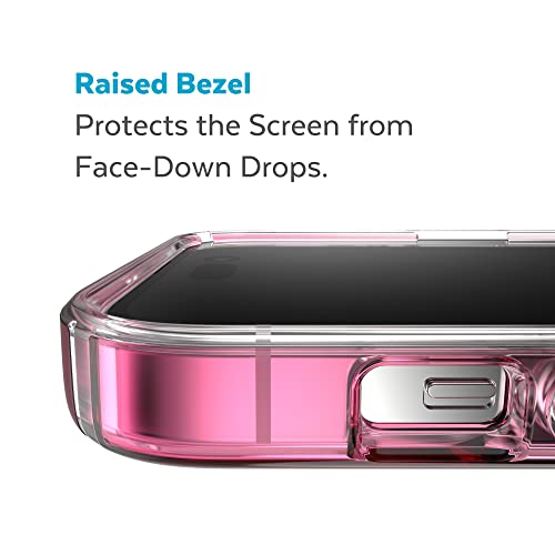 Speck Clear iPhone 14 Pro Max Case - Drop Protection, Scratch Resistant Dual Layer Slim Phone Case for 6.7 Inch iPhones - Anti-Yellowing & Anti-Fade Case - Ombre Digital Pink Fade/Clear GemShell - color: Digital Pink Fade