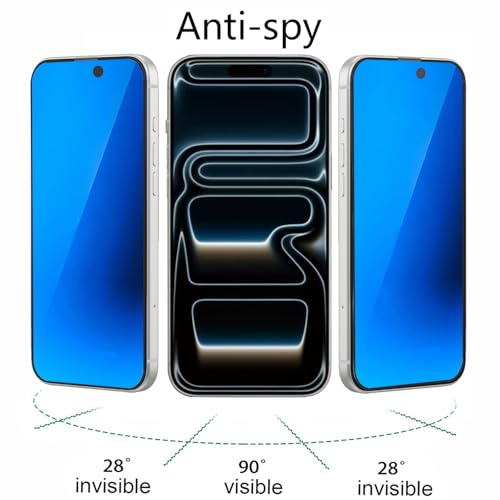 2 Pack Anti-Blue Privacy Tempered Glass for iPhone 17 Pro Max/iPhone 16 Pro Max Anti-Spy Screen Protector Film Gradient Blue 6.9 inch - size: For iPhone 17 Pro Max / 16 Pro Max