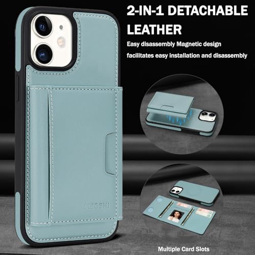 for iPhone 12 Wallet Case, 2-in-1 Detachable Phone Case, Card Holder RFID Blocking, Fashionable Faux Leather Card Slot & Folding Design (Blue 6.1'') - color: Blue, size: iPhone 12/12pro