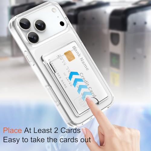 Gukalong Clear Wallet Case for iPhone 17 Pro with Credit Card Holder | Hard PC Heavy Duty Shockproof Protection Anti-Scratch Phone Cover Card Slot Anti-Yellowing Case for Women Men - size: for iPhone 17 Pro