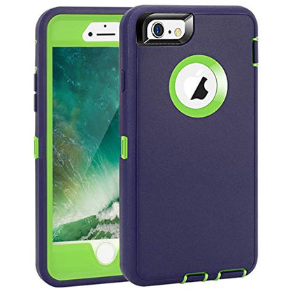 MAXCURY for iPhone 6 Case, for iPhone 6s Case, Heavy Duty Shockproof Series Case with Built-in Screen Protector Compatible with All US Carriers - Navy/Lime - color: Navy/Lime