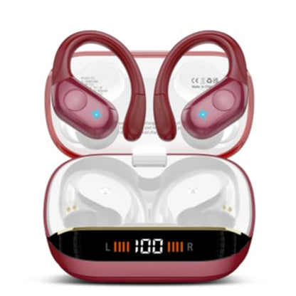 Wireless Earbuds Sports, 75Hrs Bluetooth 5.4 Headphones, Bass Hi-Fi Stereo - color: Y-Starry Red
