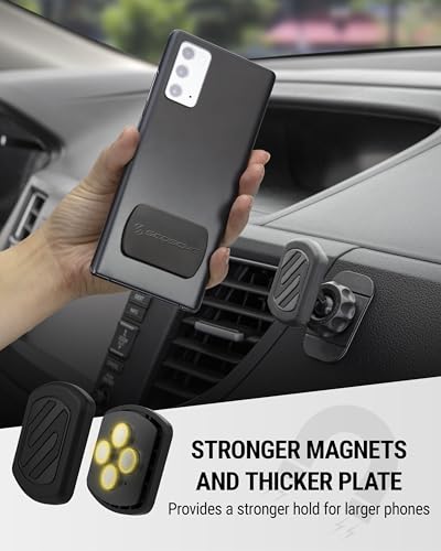 Scosche Magnetic Phone Holder for Car Dashboard with Extra Strong Magnet, Thick Metal Plate & 360° Rotation, Secure Cell Phone Car Mount for Large Phones Compatible with iPhone, Samsung, Not MagSafe - size: 1 Pack, style: Extra Strength - Dash