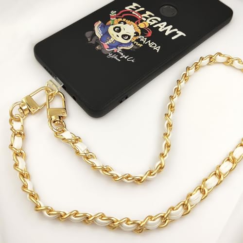 2PCS Cell Phone Chain Crossbody,Phone Lanyard,47.2" Metal Chain with Leather Strap for IPhone Case - color: White-47inch