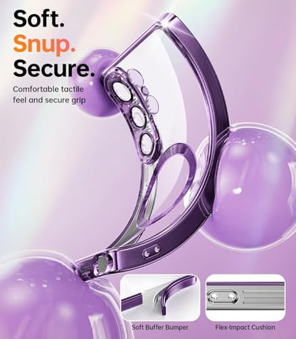for Samsung Galaxy S26 Ultra Case, Purple, Camera Lens Protection, 6.9'' | Magnetic, Clear Back Plating Metallic Glossy, Full Camera Lens Protection, Slim Thin, Soft Shockproof - color: Purple/Clear