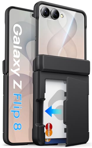ASAFCASE for Samsung Galaxy Z Flip 8 Case Wallet, Hinge Protector, Black | Rugged Card Holder (2-3 Cards), Outer Screen Protector, Military Drop, Shockproof Hard Phone Case for Samsung Galaxy Z Flip 8 - color: Black, size: Galaxy Z Flip 8