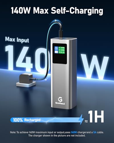 27000mAh Power Bank, 140W Laptop Portable Charger with PD 3.1 Fast Charging, Smart Sisplay, 99Wh Battery Bank for MacBook Pro/Air, iPad Pro, iPhone17/16 Series, Samsung and More(Silver Gray) - color: Silver Gray-2.7w