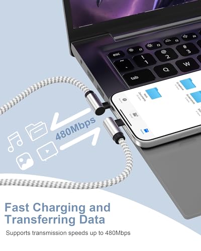 USB C Cable 6ft 2Pack, 60W Fast Charging 90 Degree Nylon Braided Cord - size: 6FT