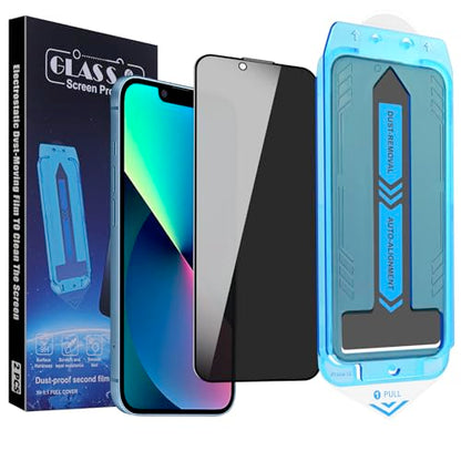 2-Pack Privacy Screen Protector for for iPhone 16e/iPhone 14/iPhone 13 Pro/iPhone 13 6.1-Inch, 9H Tempered Glass, Full Coverage, Anti-Fingerprint, Auto Dust-Elimination, No Bubble, Easy Installation - size: for iPhone 16e/iPhone 14/iPhone 13 Pro/iPhone 13