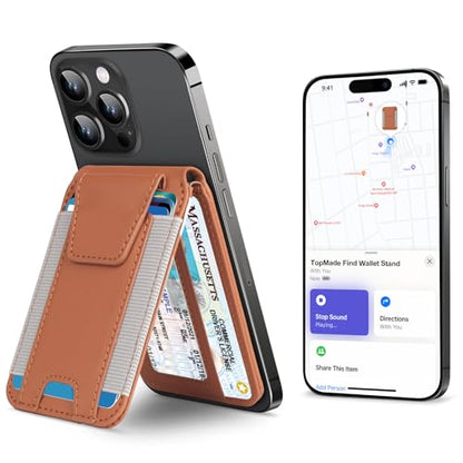 for MagSafe Wallet Works with Apple Find My, Strongest Magnetic Wallet - color: Brown