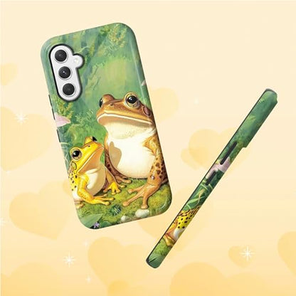 Golden Frogs Phone Case for Samsung Galaxy S25, Dual Layer Shockproof Rugged Cover with Soft TPU + Hard PC, Anti-Scratch Slim Fit Wireless Charging Compatible - color: Golden Frogs, size: 6.2" Galaxy S25