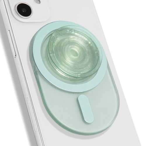 On The Grip Oval Magnetic Phone Grip – MagSafe Compatible, Translucent Design, Slim and Lightweight, Grip and Stand for iPhone (Green)