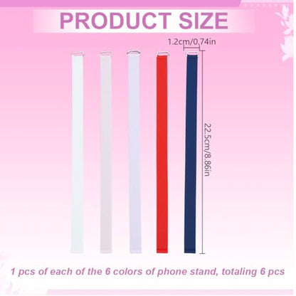 6pcs Reusable Silicone Phone Strap Grip Holder Elastic Universal Cellphones Hand Loops Grip Detachable Non-Slip Finger Holder for Back of Phone Cases Accessory (6 Colors, 225mm)