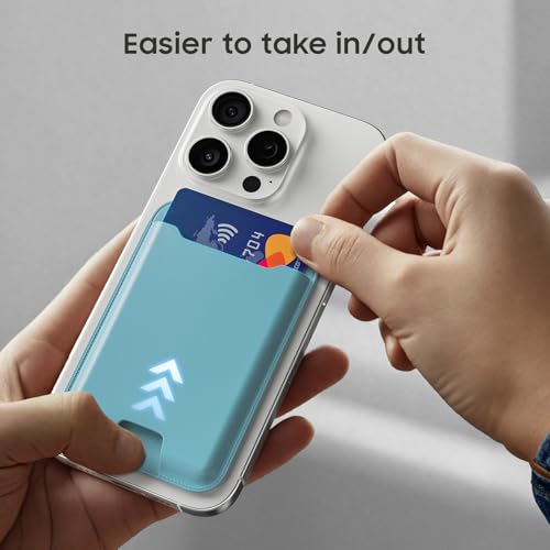 Musotica 2 Packs Phone Card Holder, Leather Phone Wallet Stick on, Stronger Nano Adhesive Credit Card Holder for Back of Phone Case, With RFID Blocking, Fit 4 Cards for iPhone, Samsung, and Android - color: SkyBlue