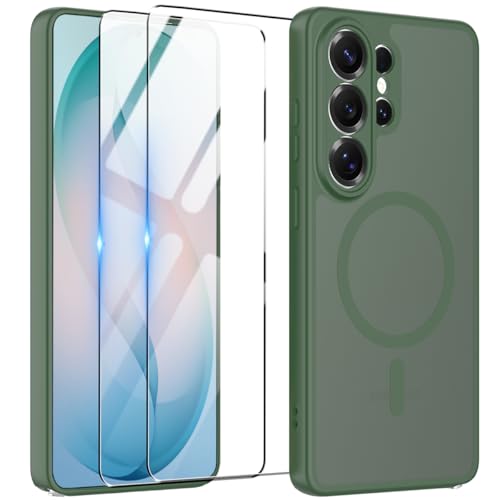 Magnetic for Samsung Galaxy S26 Ultra Case with Screen Protector 2X,Compatible with MagSafe,Phone Case Slim Hard PC Silicone Bumper Shockproof Protective Cover for Samsung S 26 Ultra 5G,Green - color: Green, size: Samsung Galaxy S26 Ultra