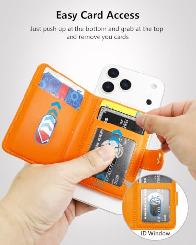 ONETOP for MagSafe Wallet,Magnetic Phone Wallet with 5 Card Slots,Orange - color: Orange