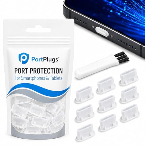 USB C Dust Plugs 10 Pack with Cleaning Brush, Charging Port Covers, Clear - color: Clear