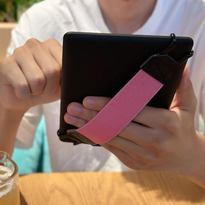 Security Hand-Strap for 6-8" Kindle eReaders Fire Tablet - Kindle/Kobo/Voyaga/Lenovo/Sony Kindle E-Book Tablet, High-Elasticity Versatile Hand Strap Lightweight Finger Grip Holder,Pink - color: Pink