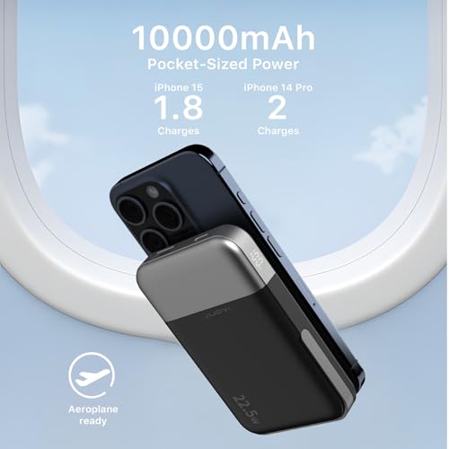 JUOVI for Magsafe Power Bank 10000mAh Portable Charger with Stand - color: Black