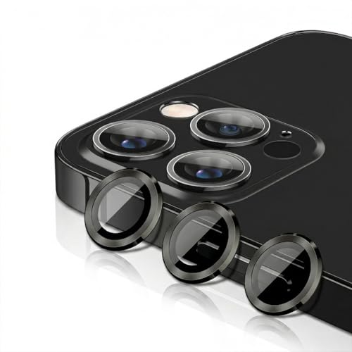 Camera Lens Protector for iPhone 17 Pro Max/17 Pro/16 Pro Max/16 Pro 9H Tempered Glass Screen Protector Cover Alignment Kit Metal Individual Ring (Black) - color: Black