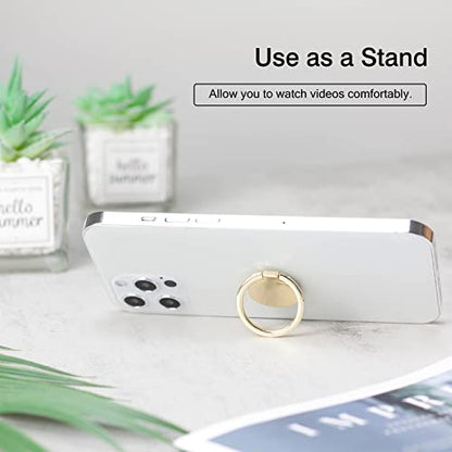 [2 Pack] Round Ultra-thin Cell Phone Ring Holder Stand,360 Degree Rotation and 180 Degree Adjustable Finger Ring Kickstand with Polished Metal Phone Grip (Gold)