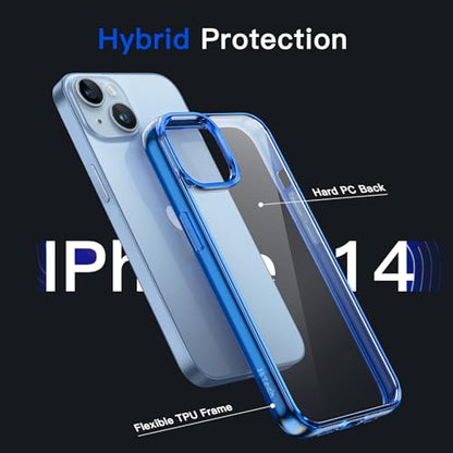 JETech Case for iPhone 14 6.1-Inch, Non-Yellowing Shockproof Phone Bumper Cover, Anti-Scratch Clear Back (Blue) - color: Blue, size: iPhone 14