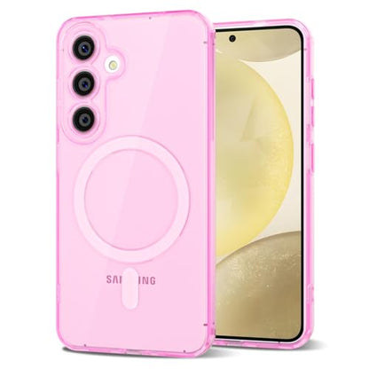 Svanove for Samsung Galaxy S24/ S25 Case Clear Compatible with Magsafe Silicone, Transparent Thin Magnetic Mag Safe Case Cute, Girly Aesthetic Trendy Slim Hard Camera Cover Protection, Light Pink - color: Clear Pink, size: S24/ S25