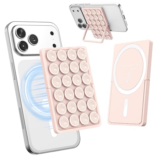 KADES MagSafe Phone Grip with 24 Suction Cups & Adjustable Stand - color: Light Pink
