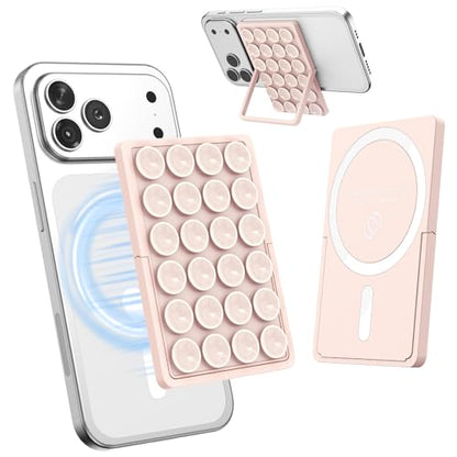 KADES MagSafe Phone Grip with 24 Suction Cups & Adjustable Stand - color: Light Pink
