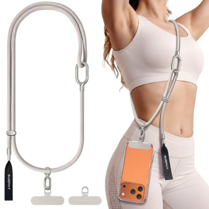 SURPHY Phone Lanyard Crossbody, Phone Strap Crossbody with 2 Tether Tabs - color: Stone