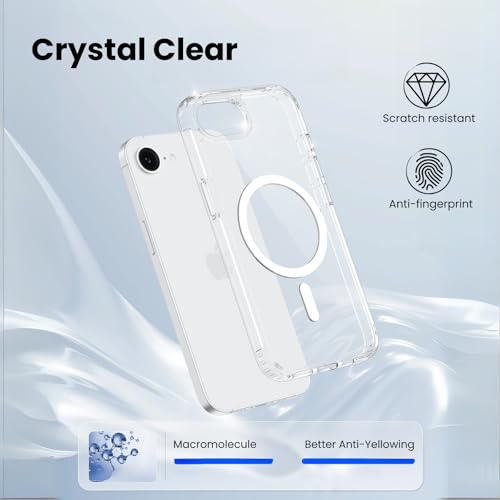 CyTex for iPhone 17e/16e Case(2026/2025) Compatible with MagSafe, Phone case iPhone 17 e, 16 e Clear, Transparent iPhone 17e/16e, Strong Magnetic, Anti-Yellow - Clear