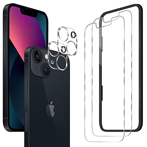 ArmorSuit 2 Pack Glass Screen Protector Designed for iPhone 13 mini [Case Friendly] + 2 Pack Camera Lens Protector, Tempered Glass 9H+ Hardness (Alignment Tool Included) - size: iPhone 13 mini 5.4"