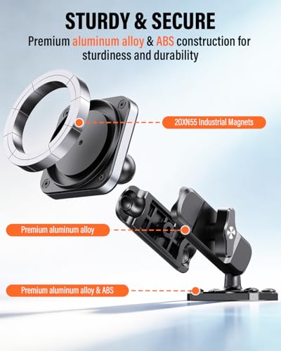 APPS2Car Alloy Magnetic Phone Mount for Boat/Truck/Car/Wall, Drill Base