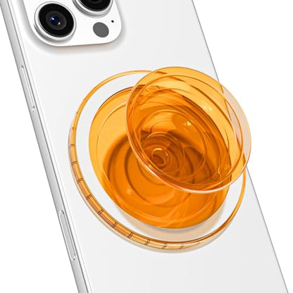 Svanove Magnetic Phone Grip Compatible with Magsafe, Mag Safe Translucent Clear Grip Collapsible Kickstand for iPhone Samsung Pixel, Cute Transparent Silicone Removable Phone Stand Holder, Orange - color: Orange, style: Magnetic
