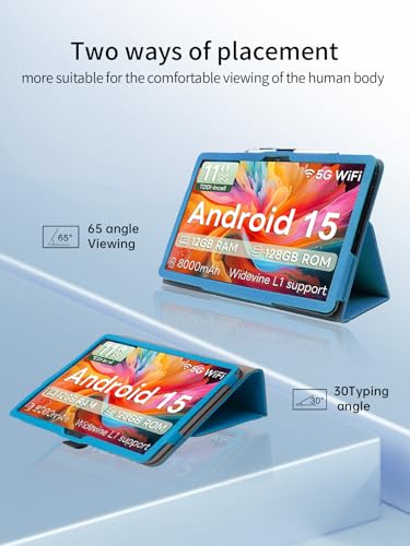 Case for WXUNJA X-C5/TUOHAITIME K10/COLORROOM C5/JIKOCXN C5/aiprotablet C5 Tablet 11 inch,UYRUREL Leather Slim Folding Stand Cover with Hand Strap Magnet for Men Women Full Protection,SkyBlue.