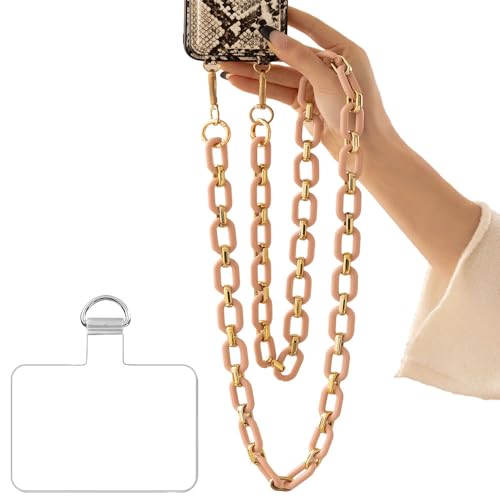 Phone Crossbody Chain Cell Phone Lanyard,Acrylic Shouder Strap Universal Phone Chain Strap with Phone Tether Patches Compatible with Most Phones Bag Purse (Q) - color: G