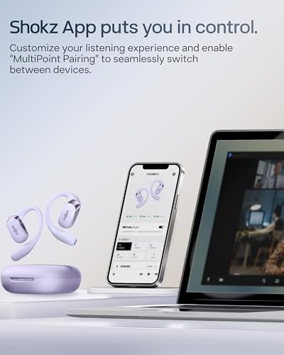 SHOKZ OpenFit 2+ Open-Ear Earbuds, Purple, Dolby Audio,Wireless Charging - color: Purple, style: Dolby Audio / USB-C&Wireless