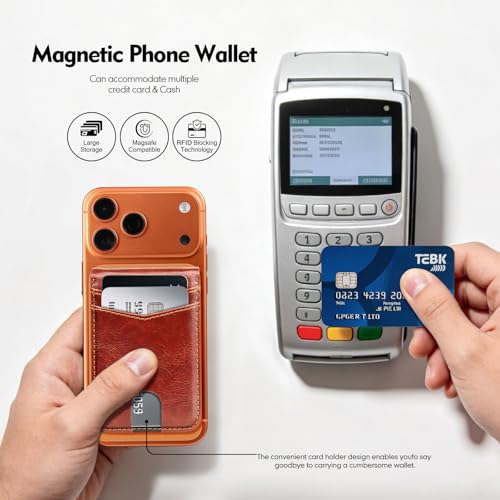 RFID Blocking MagSafe Wallet Stand with Card Holder,5 Card Slots & ID Window,PU Leather Magnetic Phone Adjustable Kickstand for iPhone 12/13/14/15/16/17 Pro Max & Air Plus Series,Brown - color: Brown, style: Stand Wallet