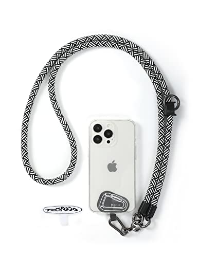 Cell Phone Lanyard ×1, Tether Tab ×2, Universal Adjustable Phone Strap, Crossbody, Neck Phone Lanyard, Rope Strap - color: White-black