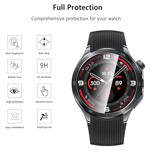 4-Pack Tempered Glass for OnePlus Watch 3 Watch Screen Protector, 9H Hardness HD Clear Anti-Scratch Tempered Glass Protection Film for OnePlus Watch 3, Bubble Free Anti Scratch - size: OnePlus Watch 3