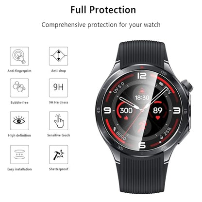 4-Pack Tempered Glass for OnePlus Watch 3 Watch Screen Protector, 9H Hardness HD Clear Anti-Scratch Tempered Glass Protection Film for OnePlus Watch 3, Bubble Free Anti Scratch - size: OnePlus Watch 3