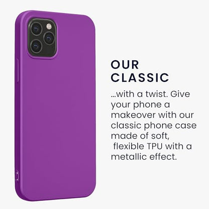 kwmobile Case Compatible with Apple iPhone 12 / iPhone 12 Pro Case - Soft Slim Metallic TPU Silicone Cover - Metallic Violet - color: Metallic Violet