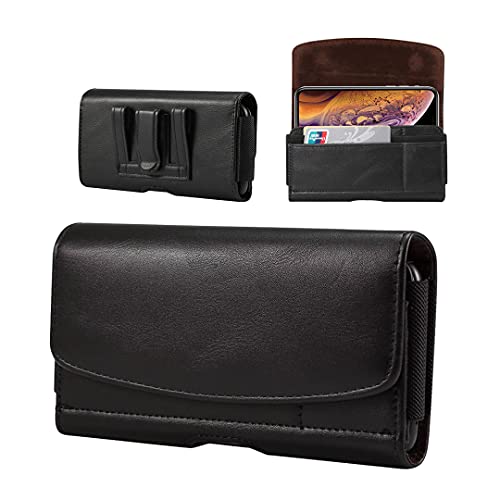 Holster for Samsung A57 A56 A37 S26+ S25 FE S24 FE, iPhone 17 16 15 Pro Max | Belt Case for Galaxy S25+ S24 Plus S23 FE A36 A15, Moto G Stylus 5G, PU Leather Cell Phone Belt Pouch Holder with Clip Loop - size: Large